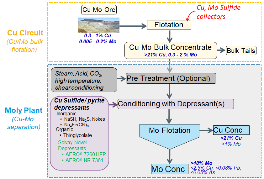 Typical Cu-Mo ore flotation process Typical Cu-Mo ore flotation process