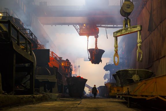 Copper production at the metallurgical plant -